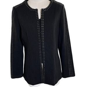 Todd & Olivia Size 10 Black Knit Jacket Rhinestones Old Money Quiet Luxury